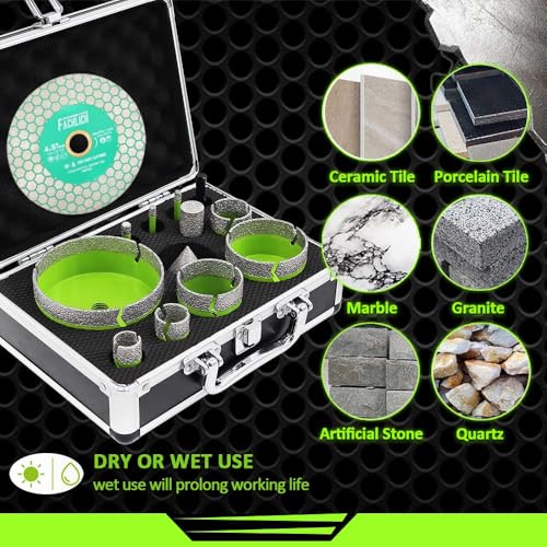 Tile Hole Saw Kit Diamond - (6-100mm Drill Bits+Finger Bit+Chamfer Bit+Adapter+Tile Blade) Diamond Hole Saw Kit - size: Kit4