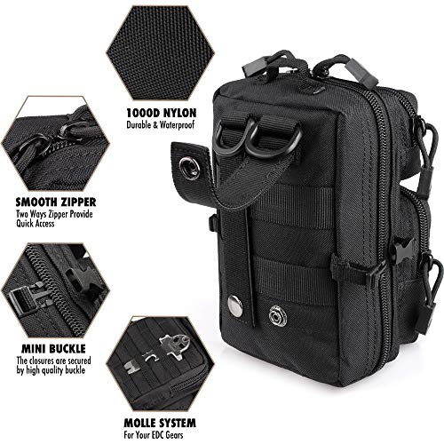 LIVANS Tactical Molle Utility Pouch, EDC Tool Pouch, Small Admin Pouch - color: Black
