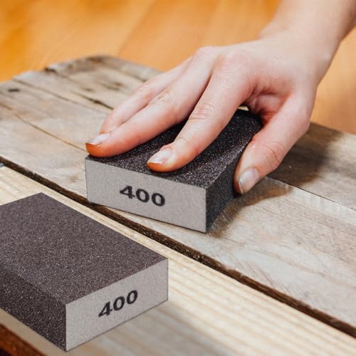 Romeda 8-Pack Sandpaper Block, 400 Grits Washable and Reusable Handmade Sanding Sponge, Drywall Sandpaper Blocks for Wooden Drywall Sheetrock and Metal Glazing - color: 400 Grits, size: 8-Pack