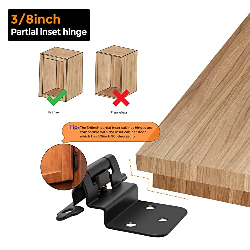 Ravinte Black Kitchen Cabinet Hinges, 3/8 Inch Inset, 50 Pack - size: 3/8 inch Inset