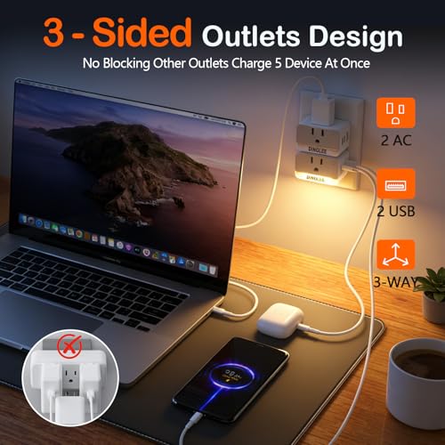 Outlet Extender 2 Pack, 2 AC Multi Plug Wall Outlet with 2 USB Ports - size: 2Pack