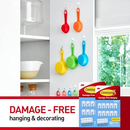 Command Small Clear Wire Toggle Hooks, 20 Wall Hook and 24 Strips, Damage-Free Hanging with Adhesive, Great for Hanging, Organization and Storage, Holds up to 0.5 lb - size: 2 Pack