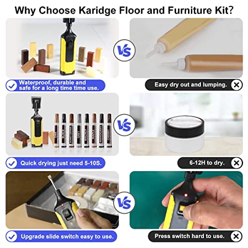 Laminate Vinyl Floor Repair Kit with Heat Pen, 11 Colors Hardwood Floor Wax Wood Furniture Touch up Marker Linoleum Lvp Repair Kit Covers Scratches, Stains, Cracks, Holes for Floor, Door, Cabinet