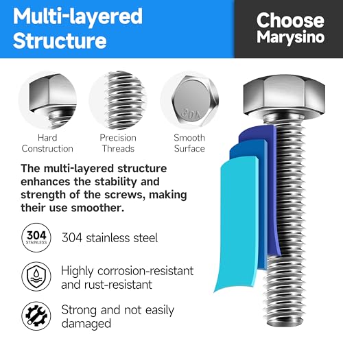 448Pcs Nuts and Bolts Assortment Kit, M5 M6 M8 Bolts Heavy Duty Metric Bolt Assortment Kit, 304 Stainless Steel M5 M6 M8 Bolt, Length 12-30mm Machine Screw by Marysino