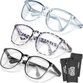 OXG 3 Pack Stylish Safety Glasses, ANSI Z87+ Anti Fog Safety Goggles Blue Light Blocking Protective Eyewear for Nurses - color: Leopard+black+olive Green