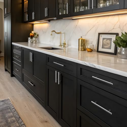 homdiy 96mm Cabinet Handles Drawer Pulls - HD201SN Cabinet Hardware Brushed Nickel Cabinet Pulls 15 Pack Modern Cupboard Handles for Kitchen Cabinets - color: Brushed Nickel, size: 3-3/4in hole centers