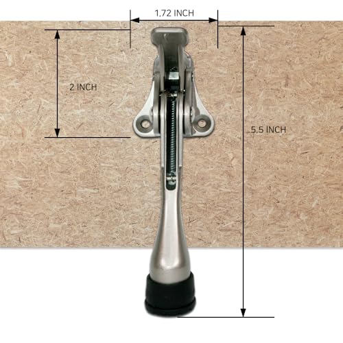 HA SHI One Touch Kickdown Door Stopper, Satin Nickel, 4 Inch, 1 Pack - color: Satin Nickel, size: 4 INCH X 1 PACK