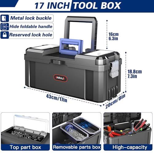 AIRAJ 3-In-1 Rolling Tool Box with Wheels, Stackable Tool Box,17+19+21"