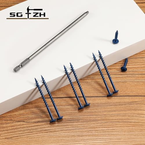Pocket Hole Screws #8 x 2-1/2" (206Pcs) 2lb. Carbon Steel, Blue, Washer Head, Coarse Thread, Square Drive,150MM Drive Bit Included - color: Blue, size: #8 x 2-1/2"