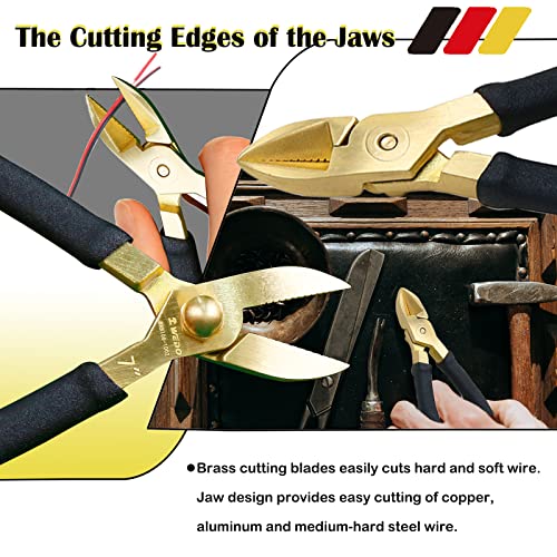 WEDO Brass Diagonal Cutting Pliers 10", Side Cutter with Non-Slip Handle, Side Cutting Pliers - size: 10"Diagonal Cutting Pliers