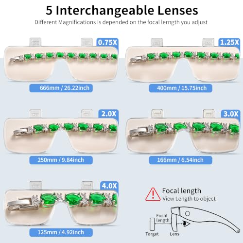 JARLINK Magnifying Glass with Light, 5 Lenses, Rechargeable Headset - color: Purple
