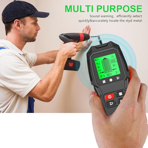 5-in-1 Stud Finder Wall Scanner with LCD Display | Electric Wire Finder, Wood and Metal Detector | High Accuracy Sensor for Cable, Stud Detection (Black)