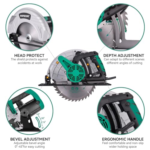 Hoteche 12-Inch Circular Saw 4-HP Compact Portable Table Saw with Saw Blade for Desktop Use - size: 12-Inch 2800W