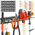Garden Tool Organizer Wall Mount - Garage Storage and Organization Yard Tool Hanger with Adjustable Pegboard Hooks Shed Rack for Broom Mop Shovel Rake Trimmers, 64 inch Max 750lbs, Black - size: 64 Inch