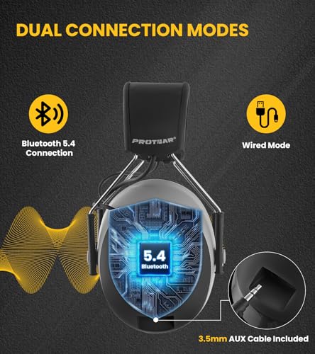 5.4 Bluetooth Hearing Protection Headphones 30dB, 48H Playtime Rechargeable - color: Grey