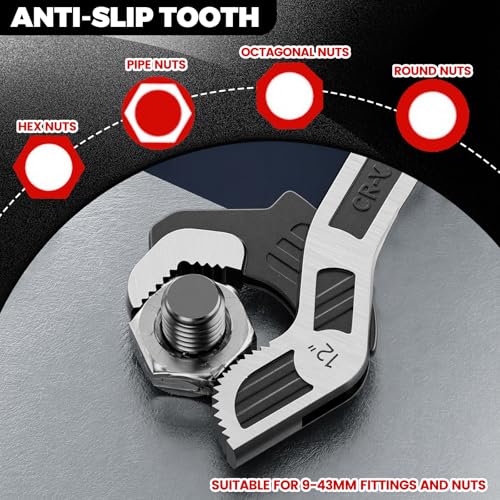 2 Pack 8" & 12" Self-Adjusting Pipe Wrench Set - color: 8”+12”