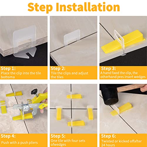 DGSL Tile Leveling System with Plier, 600 Tile Spacers 1/16" and 200 Wedges - size: 1/16 Inch * 600 Spacers