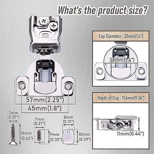 50 Pack 25 Pair 1-1/4 inch Overlay Self Slow Closing Door Hinges - Face Frame Cabinet Concealed Hinges with Built-in Damper, 3 Way Adjustability - color: 50PACK, size: 1-1/4 in. Overlay