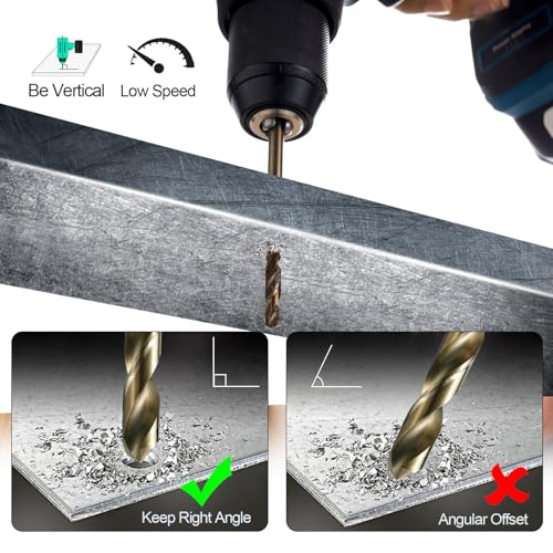 Cobalt Drill Bits Set for Hardened Metal and Stainless Steel, 99Pcs M35 High Speed Steel Twist Jobber Drill Bits 1/16"-3/8", with Plastic Index Storage Case - size: 1/16-3/8 in (99 pcs)