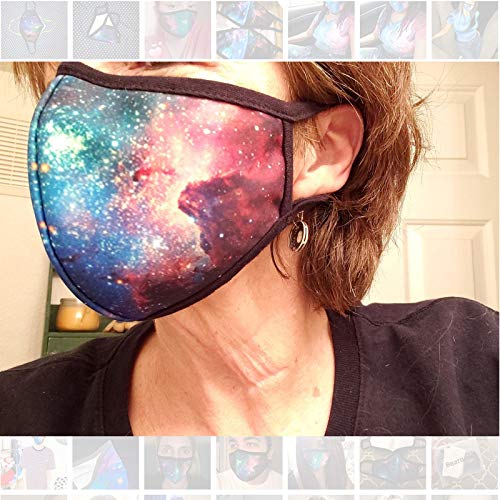 Cloth Face Mask for Women, Men - Reusable Fabric Masks with Nose Wire - color: Pack 3 Galaxy