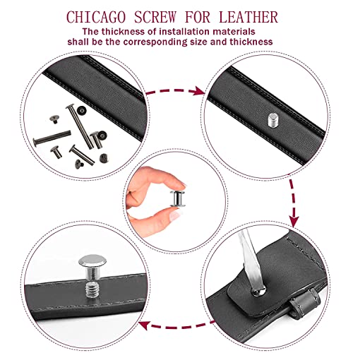 50 Sets M5*6 Gun Black Chicago Screw Kit Leather Rivets Screw Rivets Chicago Screw Buttons DIY Leather Trim - color: black, size: M5*6mm