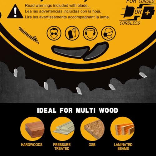 3-Pack 7-1/4-Inch 24T/40T/60T Carbide Circular Saw Blades for Wood - size: 7-1/4'' (24T+40T+60T)
