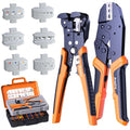 Preciva Crimping Tool Kit with 6PCS Crimping Die, Wire Stripper, 285PCS Terminals, for Heat Shrink, Insulated, Open Barrel, Ferrule, Circlip & Solar Connectors - size: 285