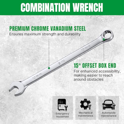 SK 10 mm Combination Wrench, Metric, Premium CR-V Steel - size: 10 mm