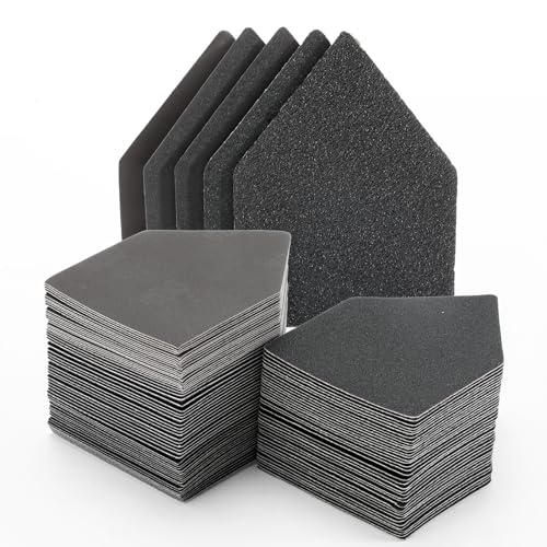 POLIWELL Silicon carbide sandpaper 100-Piece Pack 90mm x 65mm 80/120/150/180/240 Grit Triangle Sanding Sheets with Hook & Loop Fastening Replacement for Milwaukee M12 Orbital Detail Sander Accessories - size: MIX