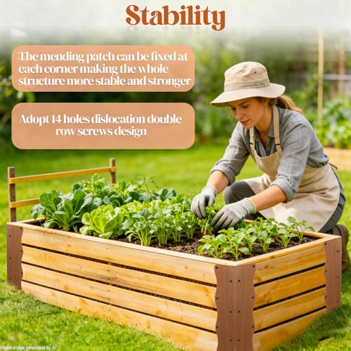 8 Pcs Metal Raised Garden Bed Corner Brackets L-Shape (11"x3"x3"), Brown - color: Brown