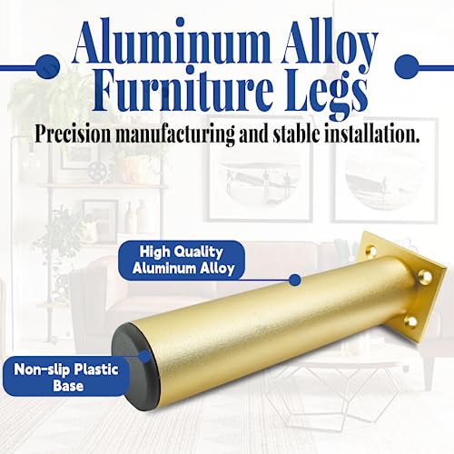4-Pack Adjustable Aluminum Alloy Furniture Legs 10" Height Gold - color: Gold, size: 10 Inch