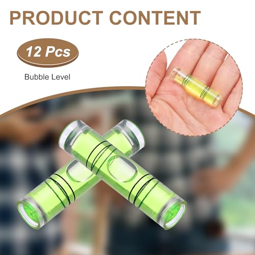 HARFINGTON 12pcs Mini Cylindrical Bubble Spirit Level Vials 9.5x40mm - size: 9.5x40mm