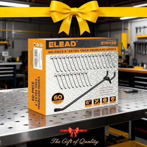ELEAD 60-Piece 6 Inch Extra Thick Pegboard Hooks, Heavy Duty Peg Board Organizer Accessories, Peg Board Tool Hangers Fit for 1/4" Pegboard Hanging Tools Garage, Workshop, and Craft Storage - style: 60-Piece 6 Inch extra thick
