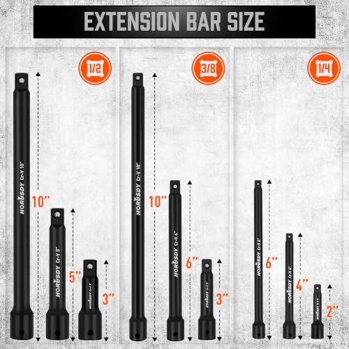 12Pcs Socket Extension Set, 1/4", 3/8" and 1/2" Impact Drive Socket Extension, Socket Adapters, Drive Tool Accessory, CR-V Steel - color: 12 Pcs Extension Set