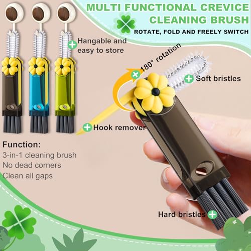 3 in 1 Cup Lid Cleaning Brush, Multifunctional Gap Cleaning Brush, Home Kitchen Crevice Brush, Portable Bottle Cleaner Brush for Cleaning Tight Spaces, Bottle Gaps, Travel Mug Caps(3 PCS) - color: Green, Blue, Gray(3pcs)