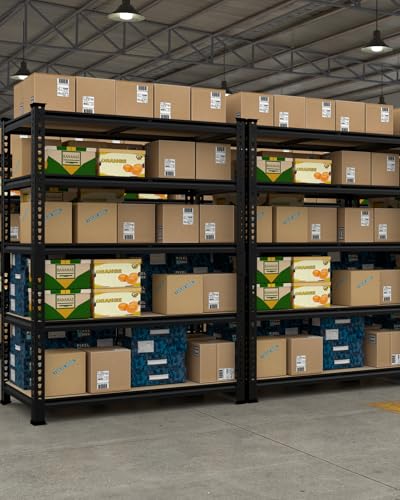 PrimeZone 5-Tier Garage Storage Shelves, Adjustable Metal Shelving, Black - size: 35.5"W x 12"D x 72"H