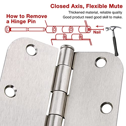 TDCHINGES Rounded Door Hinges Brushed Nickel 3.5"x3 1/2"5/8" Radius 42 Pack - color: Satin Nickel-Rounded, size: 42 Pack