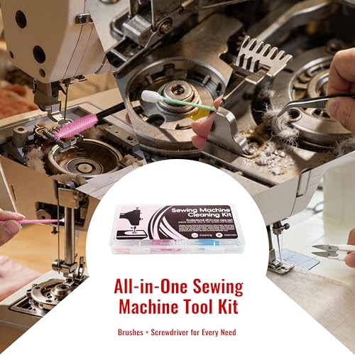 Prelady 30Pcs Sewing Machine Cleaning Kit, Durable Storage Box, Multi Brushes & Screwdriver, Universal Maintenance Tools for Household Sewing Machines