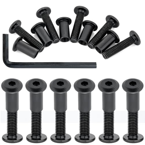 25 Pcs M8x35mm Black Furniture Bolt Cabinet Connector Screws for Furniture - size: M8x35mm