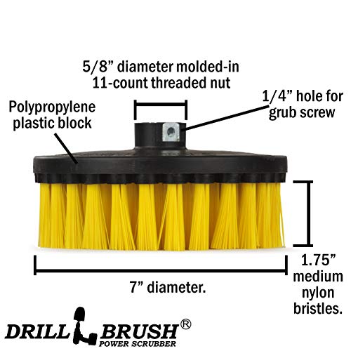7in Boat Brush Variable Speed Polisher Attachment - Medium Yellow Bristles - color: Yellow