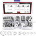 DYWISHKEY 268PCS 8 Sizes Flat Washers Assortment Kit, 1/2 3/8 5/16 1/4 12# 10# 8# 6#, 304 Stainless Steel