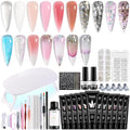 Fcozpjk Poly Nail Gel Kit with UV Light 12Colors Extension Gel Starter Kit - color: 12colors-6solid-6glitter-with-tools
