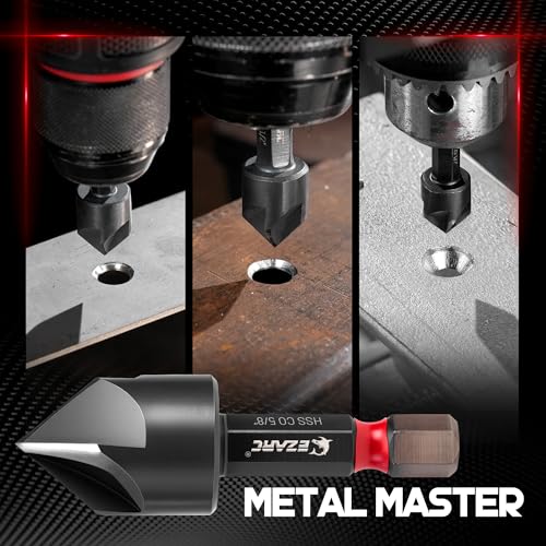 EZARC Countersink Drill Bit Set for Hard Metal, 5PCS with Storage Box