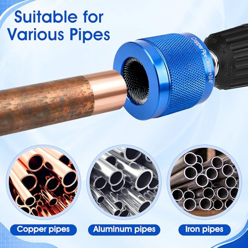 Copper Pipe Cleaner for Drill Set, 1/2", 3/4", 1" Plumbing Tool Kit