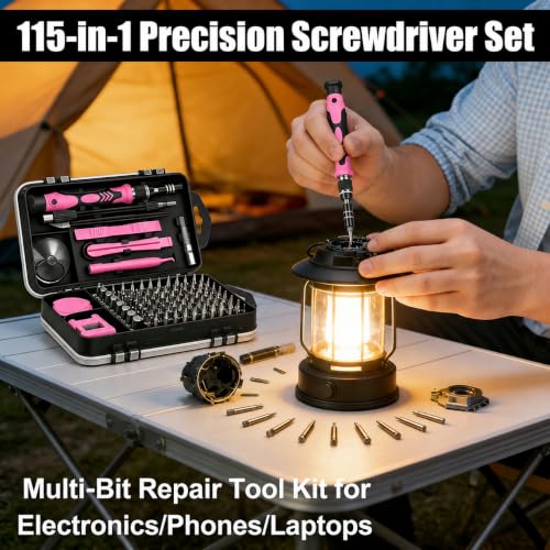 115-in-1 Small Screwdriver Set,Precision Screwdriver Set, Professional Repair Tool Kit for Phone, Computer, Watch, Console, Eyeglass and Electronic, Men Tools Gift Pink - color: Pink