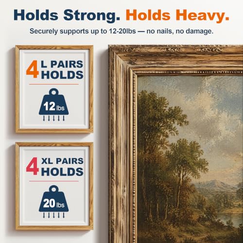 Damage Free Picture Hanging Strips Heavy Duty, L 40 Strips (20 Pairs) - size: L 20 Pairs