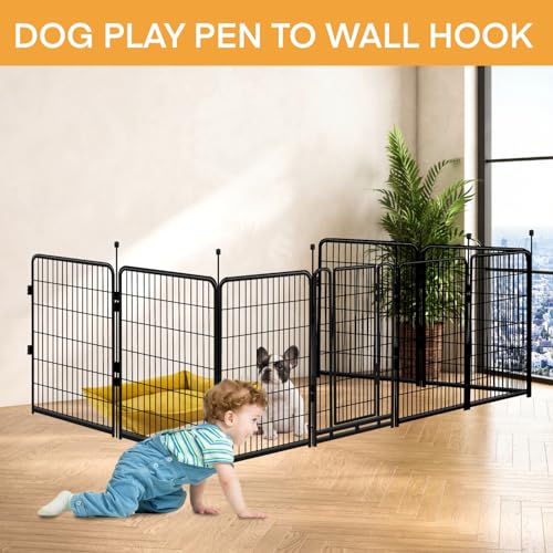 Getlay 4 Pack Fence-to-Wall Hook for Dog Playpen, Fence Accessories，Black