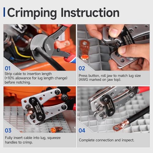 iCrimp Cable Lug Crimping Tool for Heavy Duty Wire Lugs AWG 8-1/0
