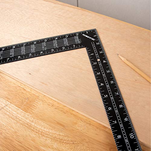 POWERTEC 2PK Framing Square, 16 x 24 Inch Steel Carpenter Square with Rafter Tables, Framing Tools & Right Angle Ruler for Carpenter, Woodworking, Construction (80008-P2) (Pack of 2) - size: 16" x 24" Framing Square, 2pk (Pack of 2)