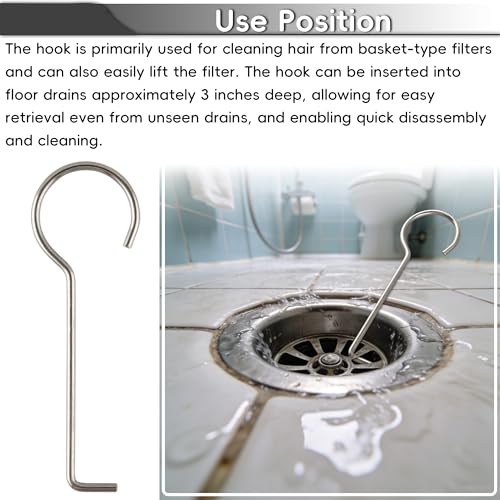 Stainless Steel Drain Key Lifting Hooks - Rustproof Drain Grate Puller for Shower, Bath, Sink Daily Cleaning & Maintenance (12 pcs)